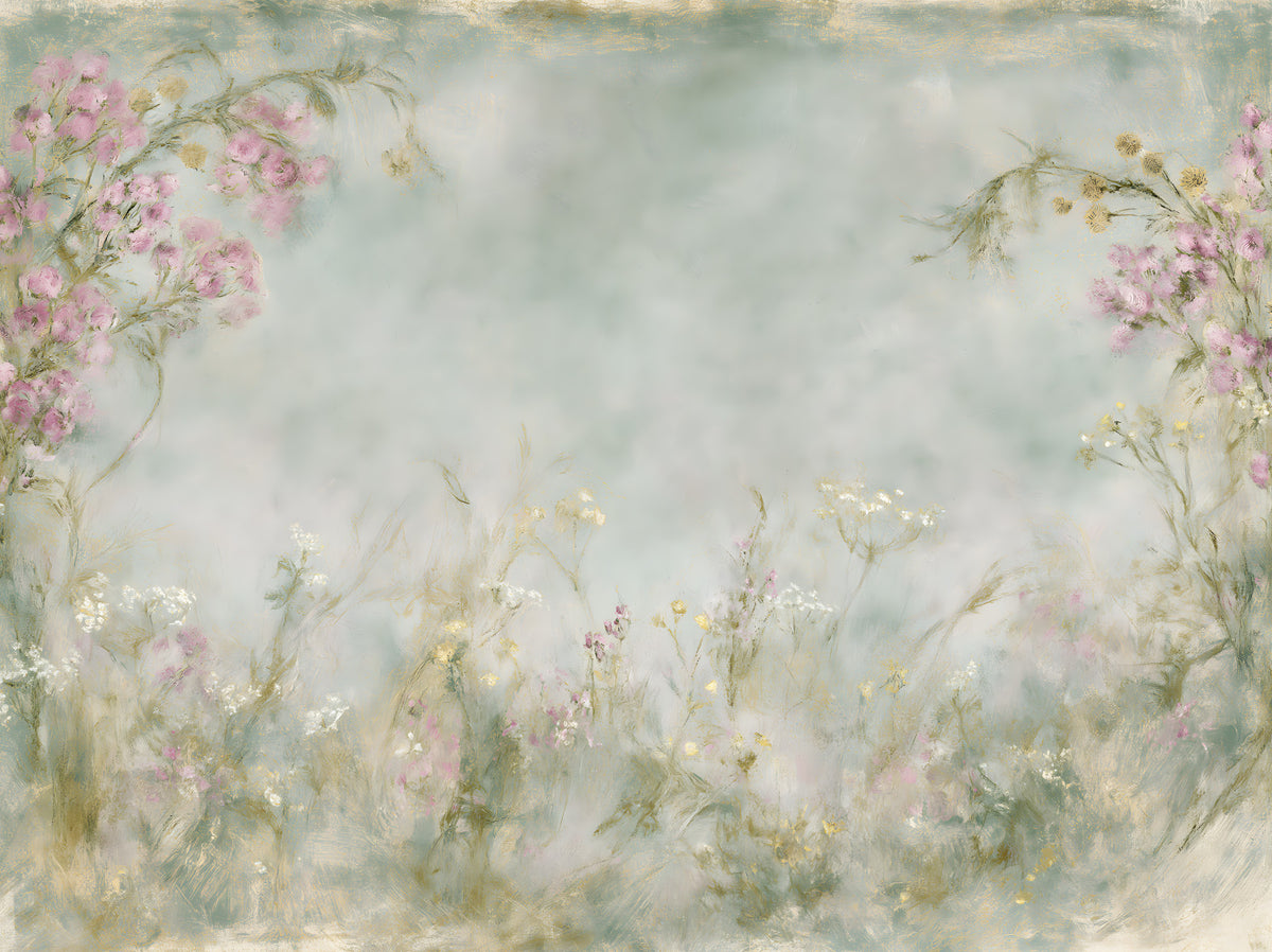 Soft Meadow Brushstrokes Wall Mural in your room — zoomed