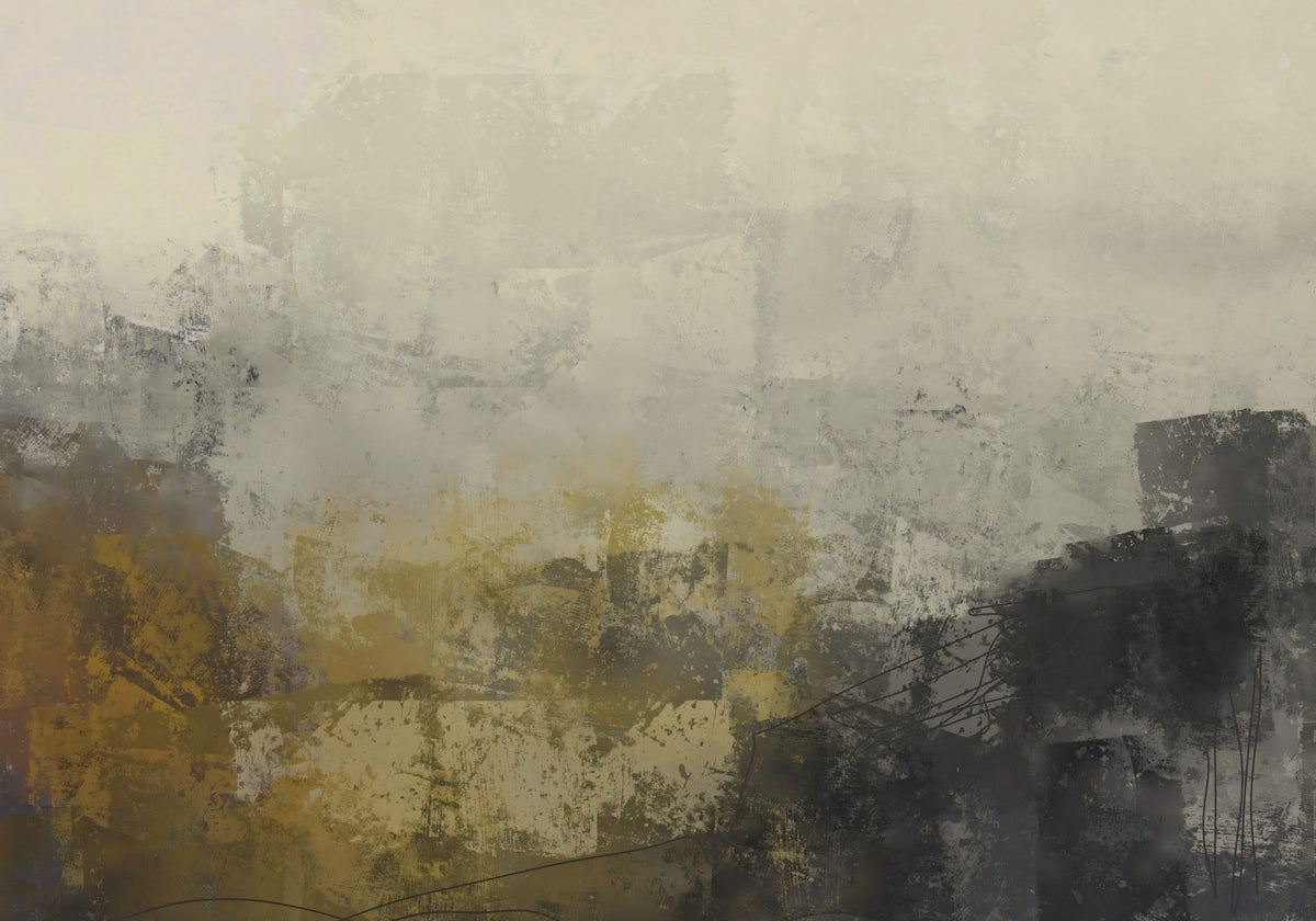 Abstract Brushwork Ochre Wall Mural in your room — zoomed