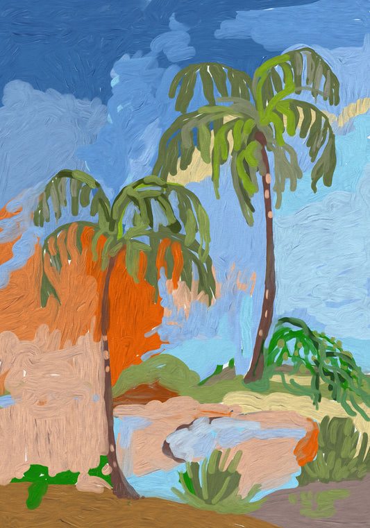 Coastal Palm Oasis Impression Wall Mural