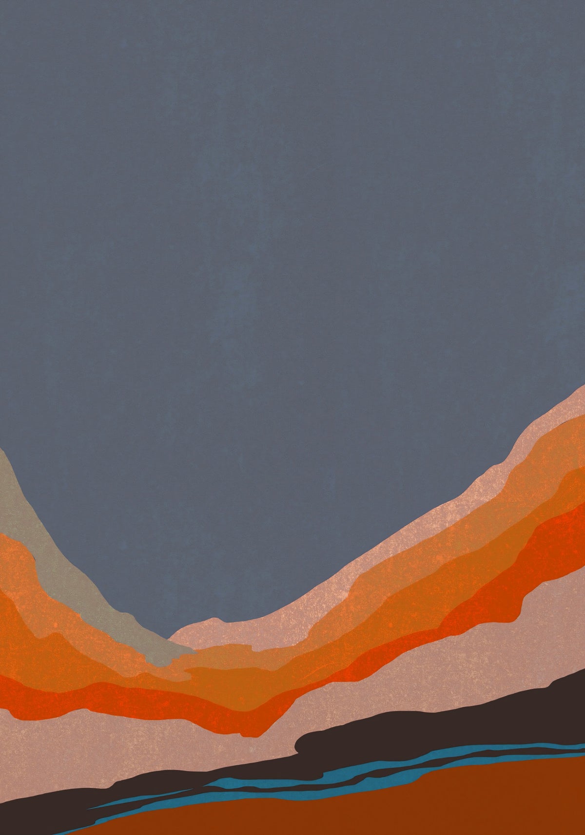 Abstract Painted Horizon Layers Wall Mural in your room — zoomed