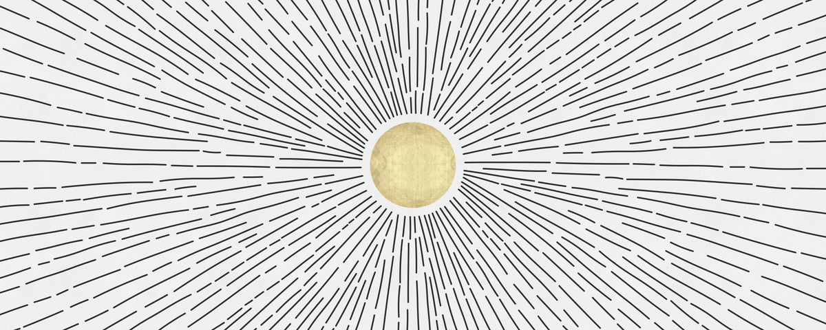 Golden Sunburst Radiance Wall Mural in your room — zoomed