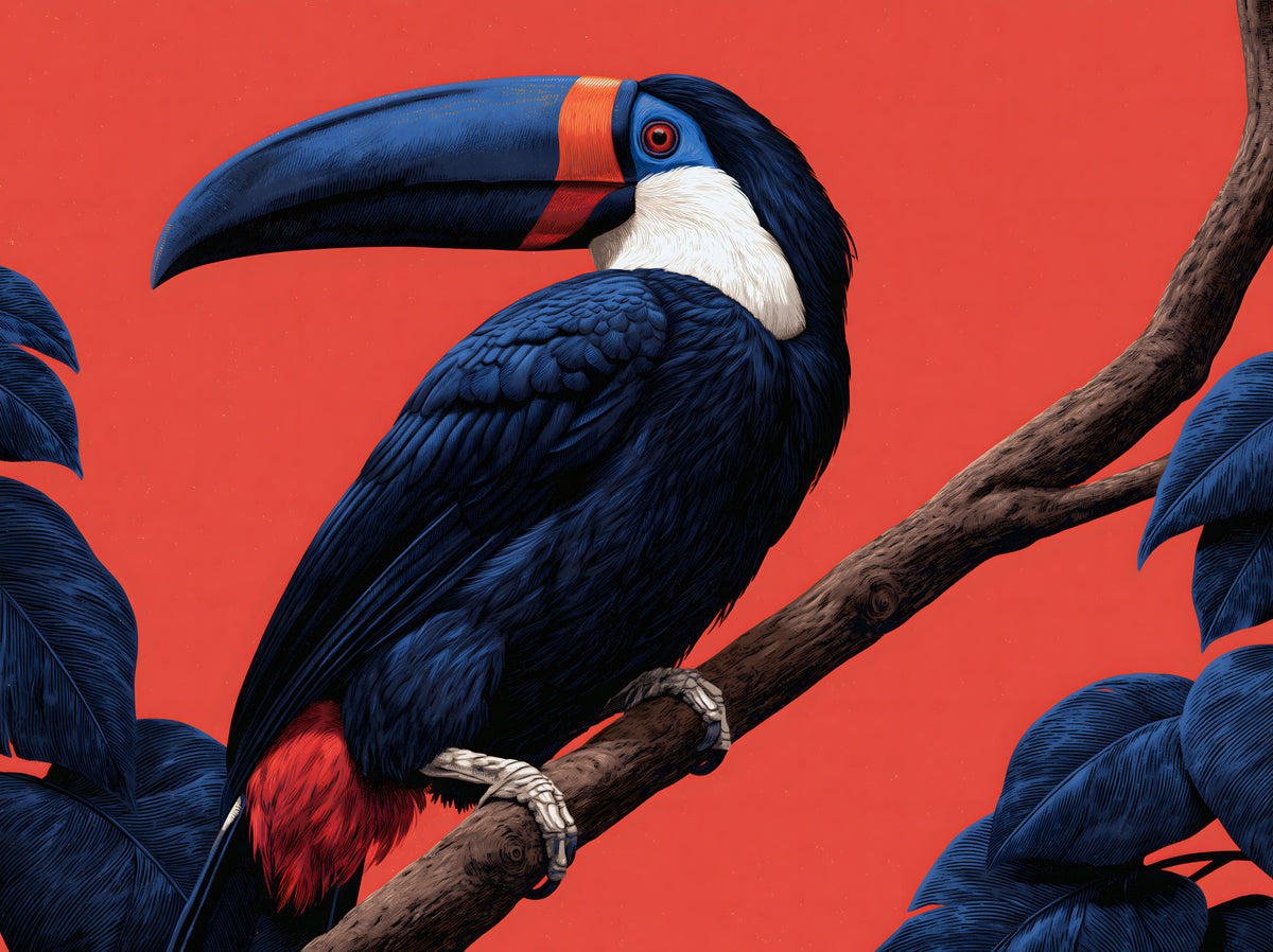 Exotic Jungle Bird Perch Wall Mural in your room — zoomed