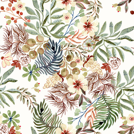 Rustic Meadow Wildflower Illustration Wallpaper⁠