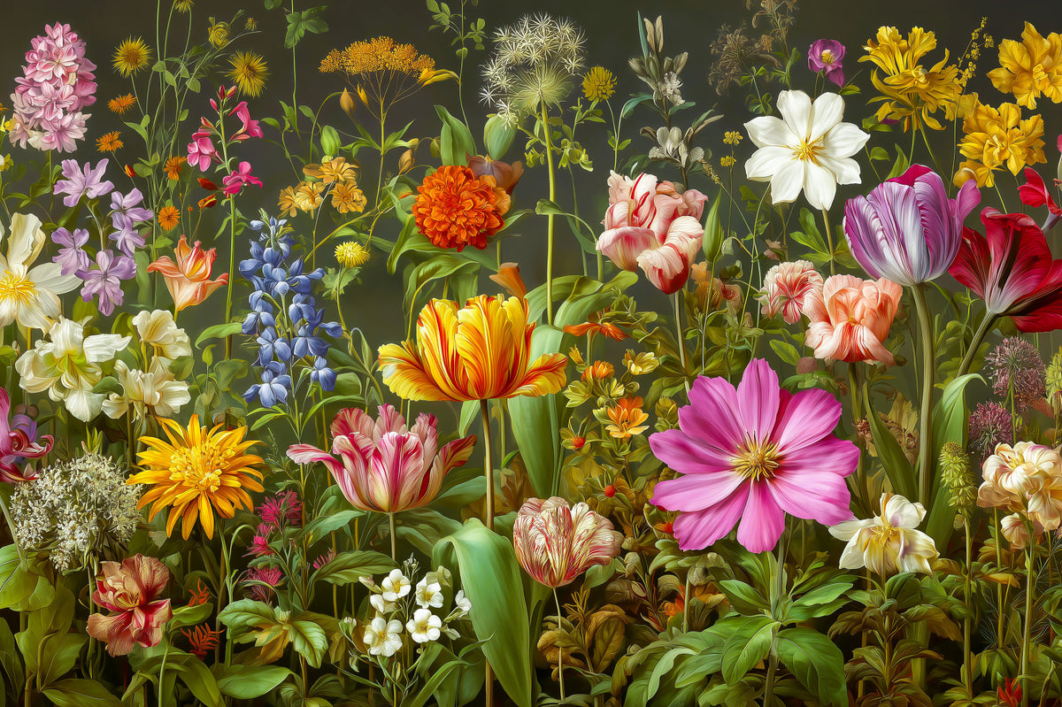 Midnight Meadow Botanical Bloom Wall Mural