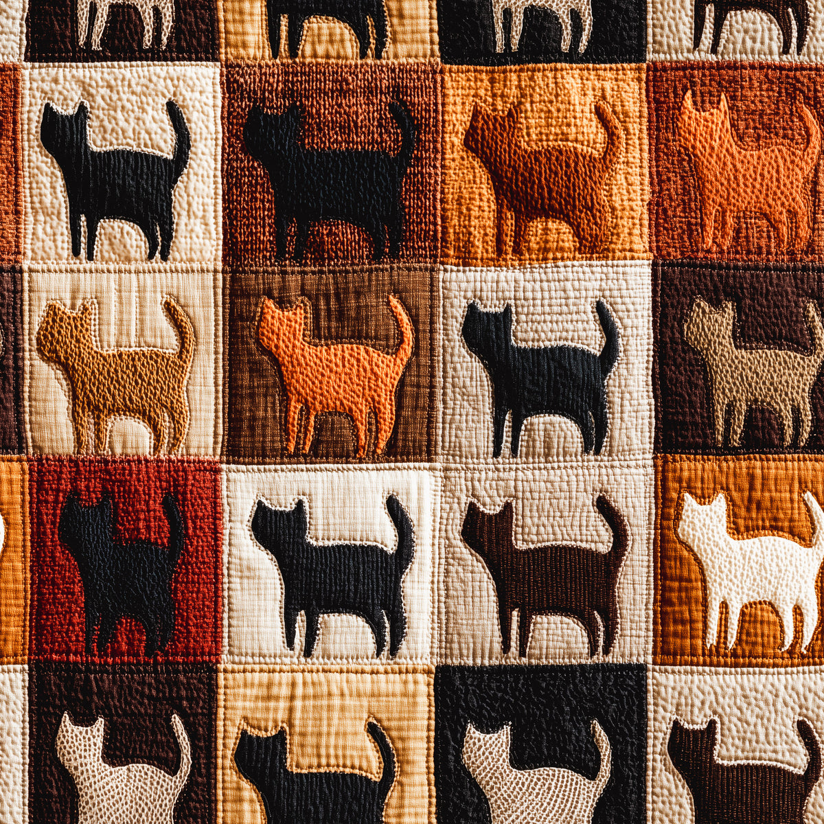 Feline Quilt Grid Wallpaper⁠ in your room — zoomed