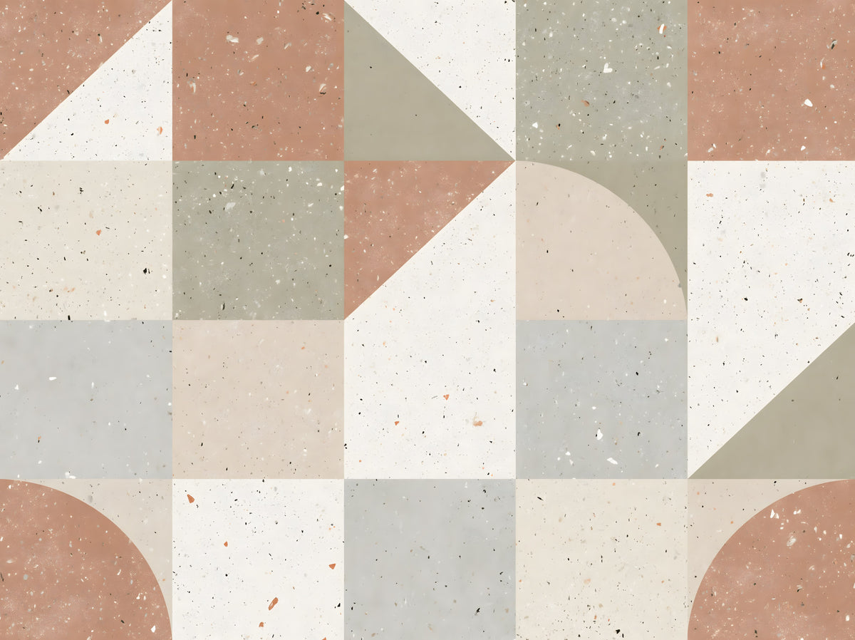 Geometric Terrazzo Tile Composition Wall Mural