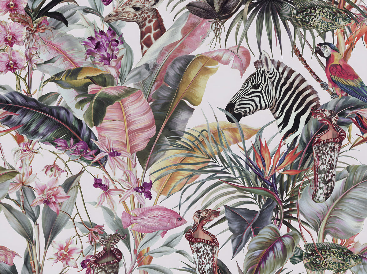 Exotic Fauna and Lush Flora Mural Wall Mural in your room — zoomed