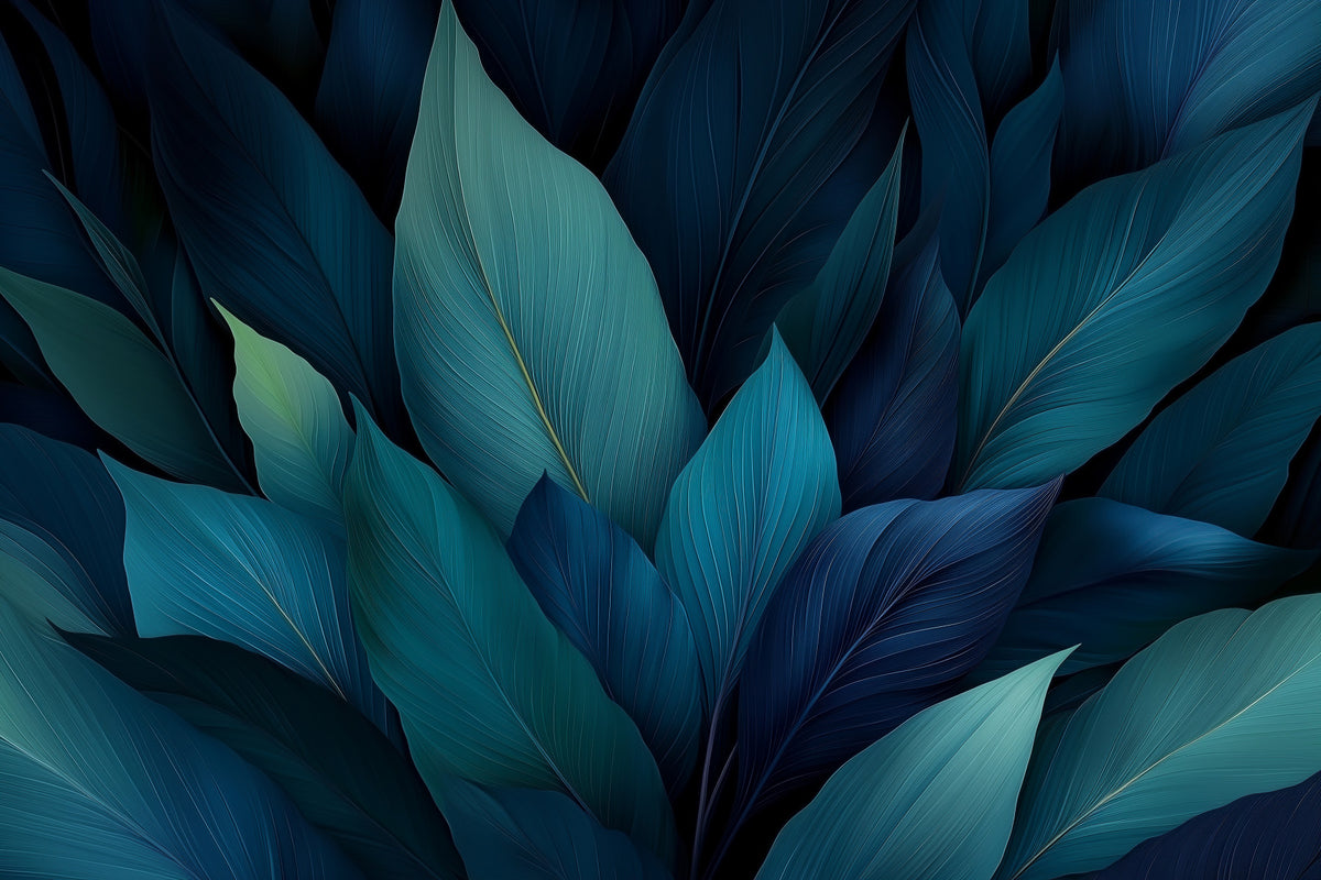 Teal Rainforest Canopy Wall Mural in your room — zoomed