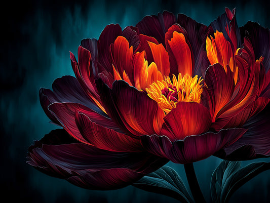 Fiery Crimson Peony Bloom Wall Mural