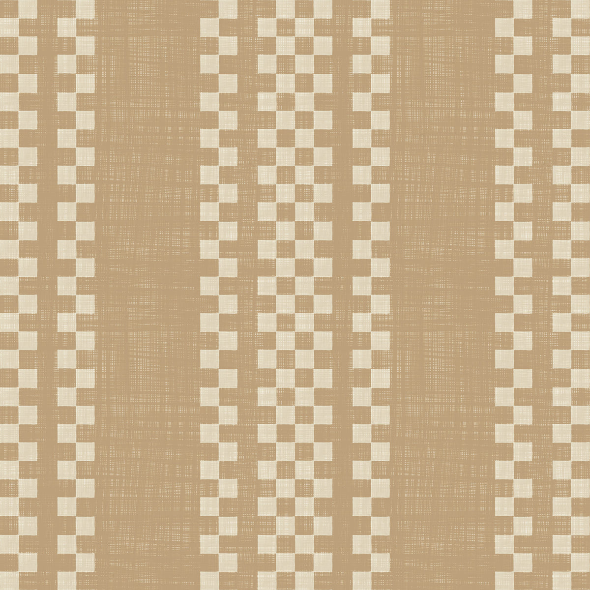 Ticking Checker Stripes - Beige Canvas Wallpaper⁠