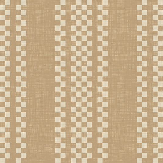 Ticking Checker Stripes - Beige Canvas Wallpaper⁠