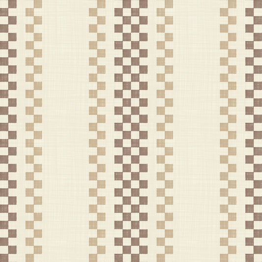 Ticking Checker Stripes - Chocolate & Beige Wallpaper⁠