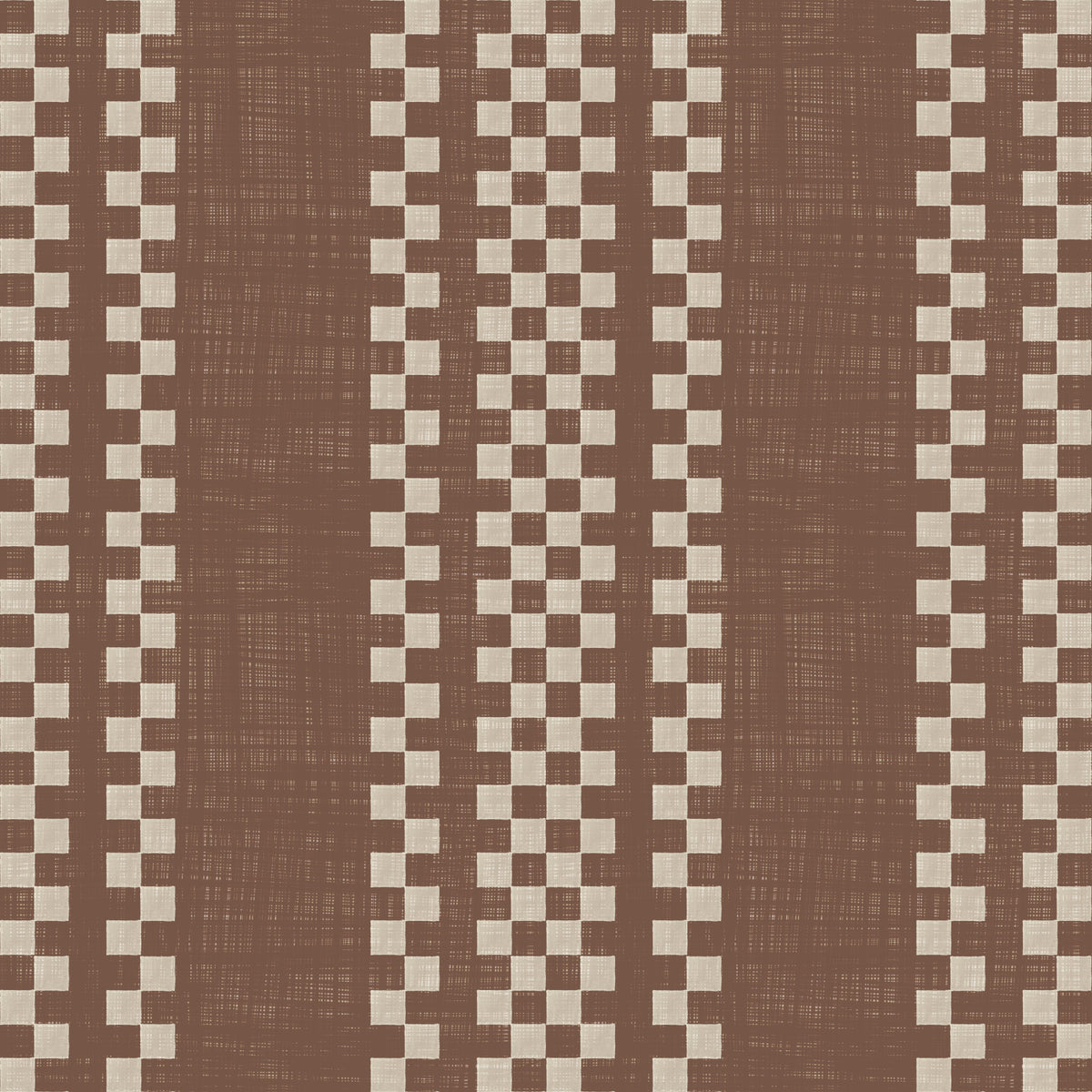Ticking Checker Stripes - Chocolate Canvas Wallpaper⁠