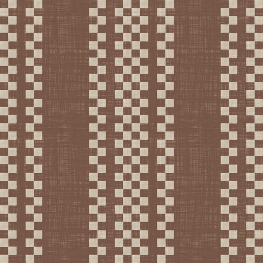 Ticking Checker Stripes - Chocolate Canvas Wallpaper⁠