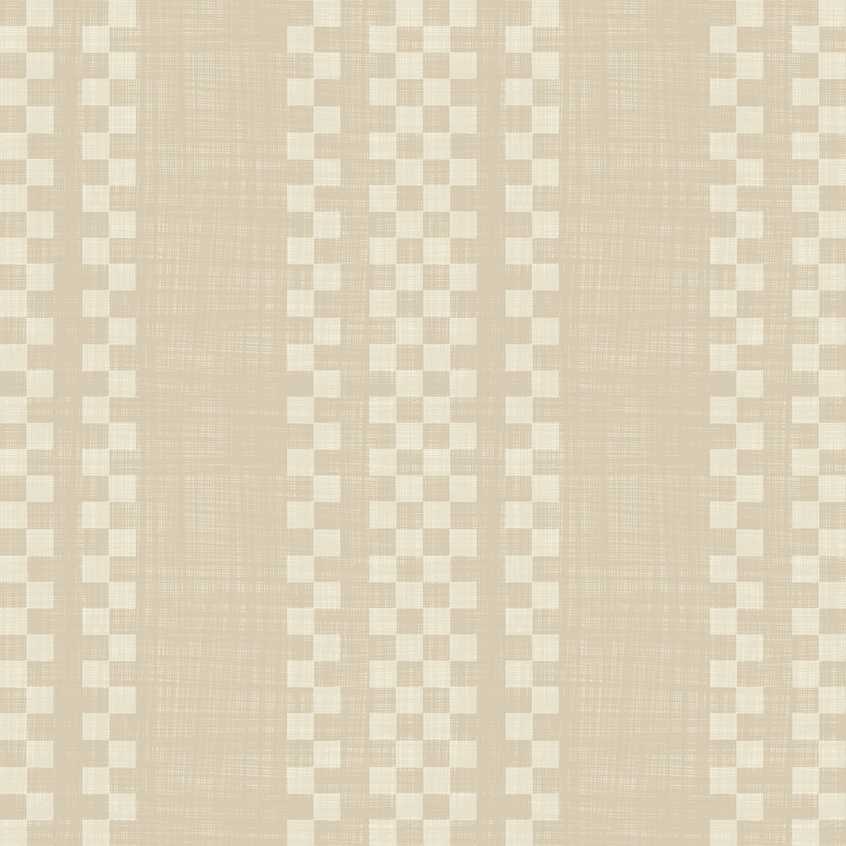 Ticking Checker Stripes - Cream Canvas Wallpaper⁠