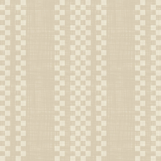 Ticking Checker Stripes - Cream Canvas Wallpaper⁠