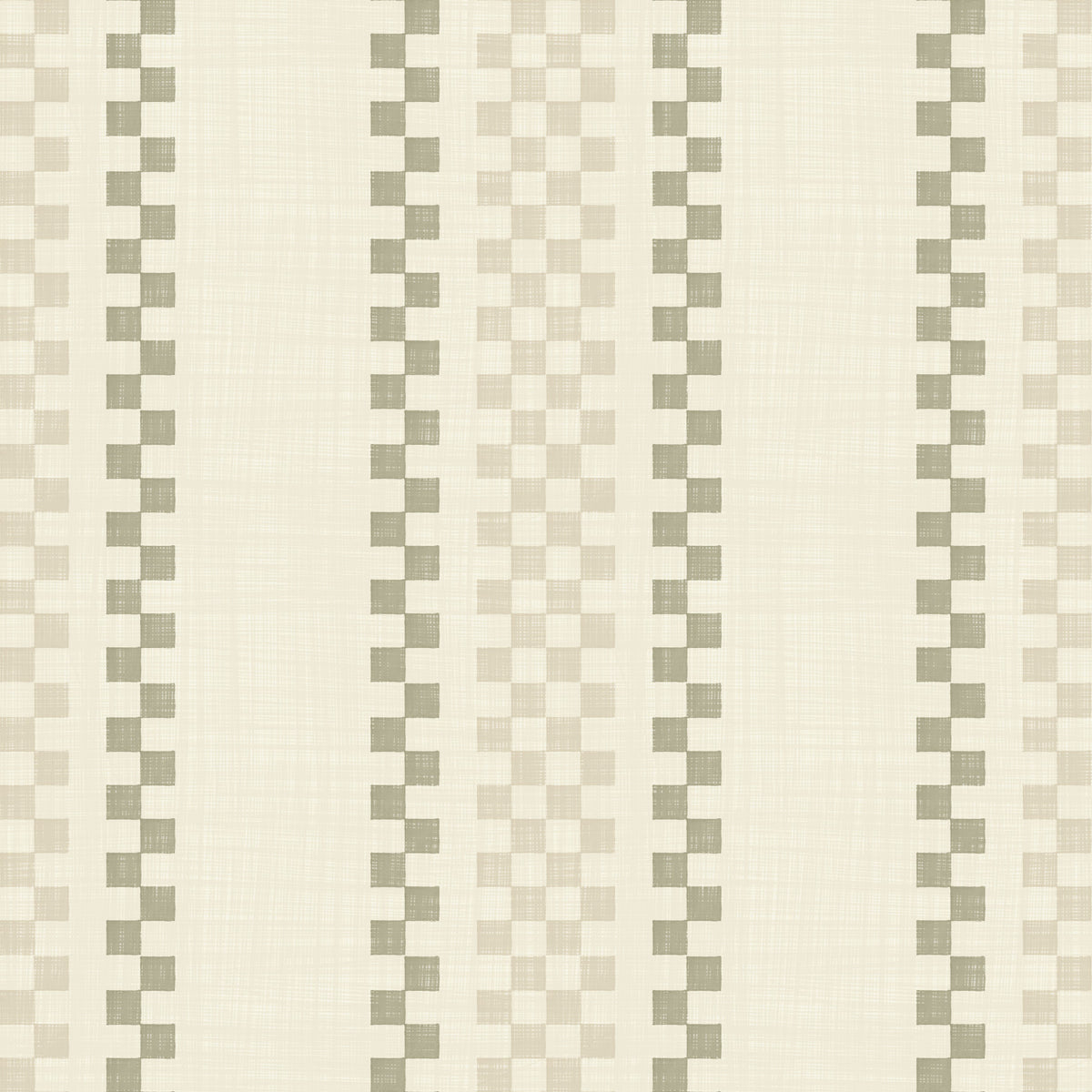 Ticking Checker Stripes - Cream & Sage Wallpaper⁠