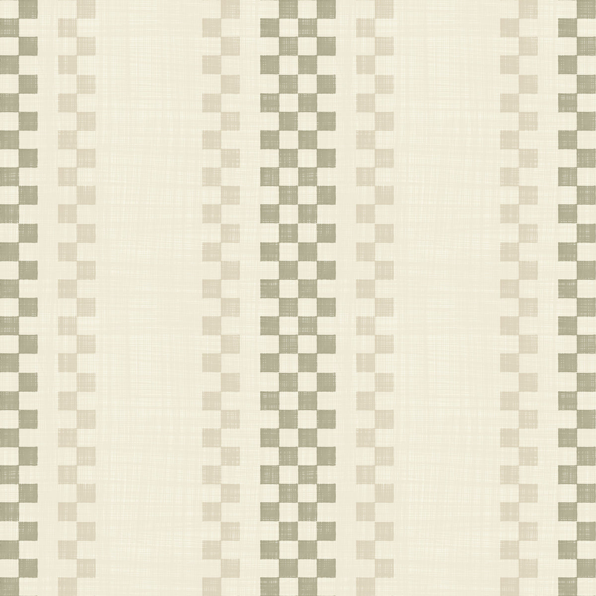 Ticking Checker Stripes - Sage & Cream Wallpaper⁠