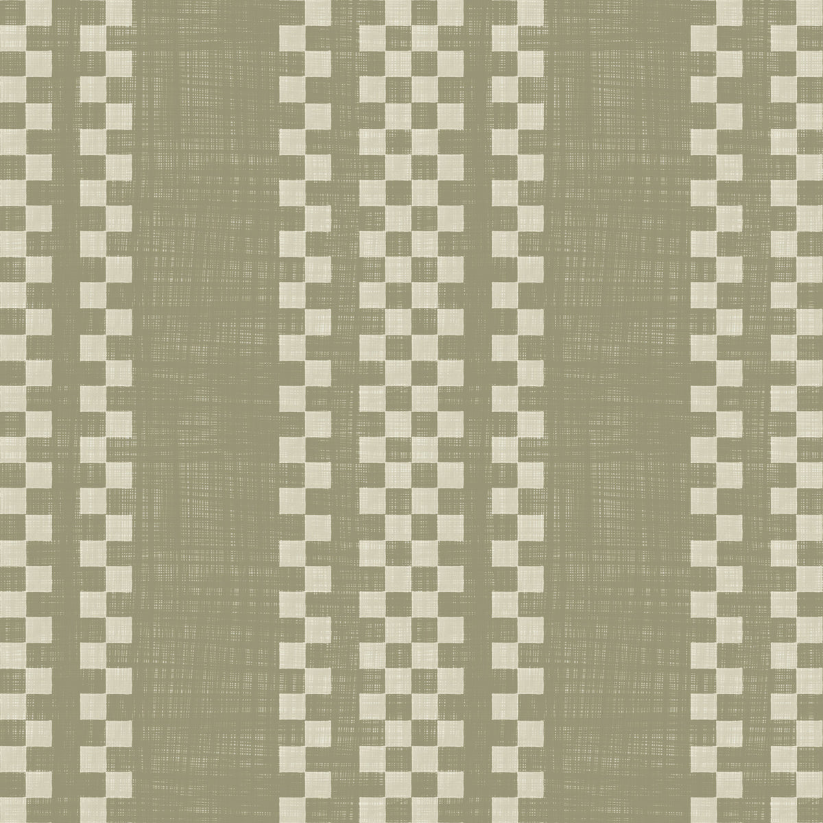 Ticking Checker Stripes - Sage Canvas Wallpaper⁠