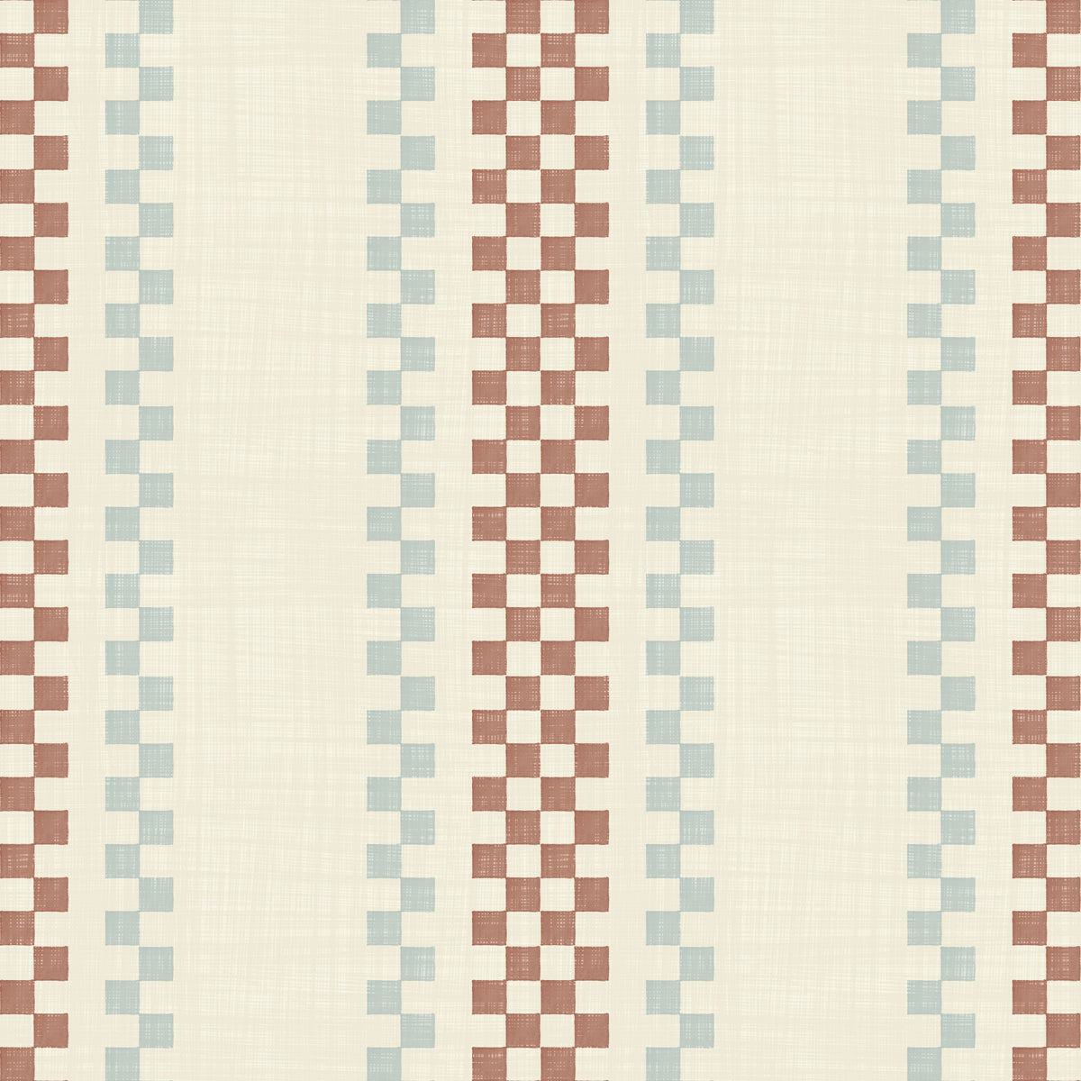 Ticking Checker Stripes - Terracotta & Watery Wallpaper⁠
