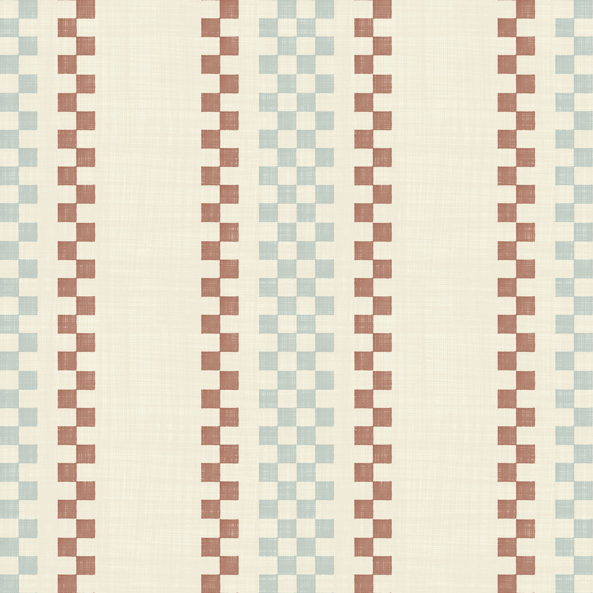 Ticking Checker Stripes - Watery & Terracotta Wallpaper⁠ in your room — zoomed
