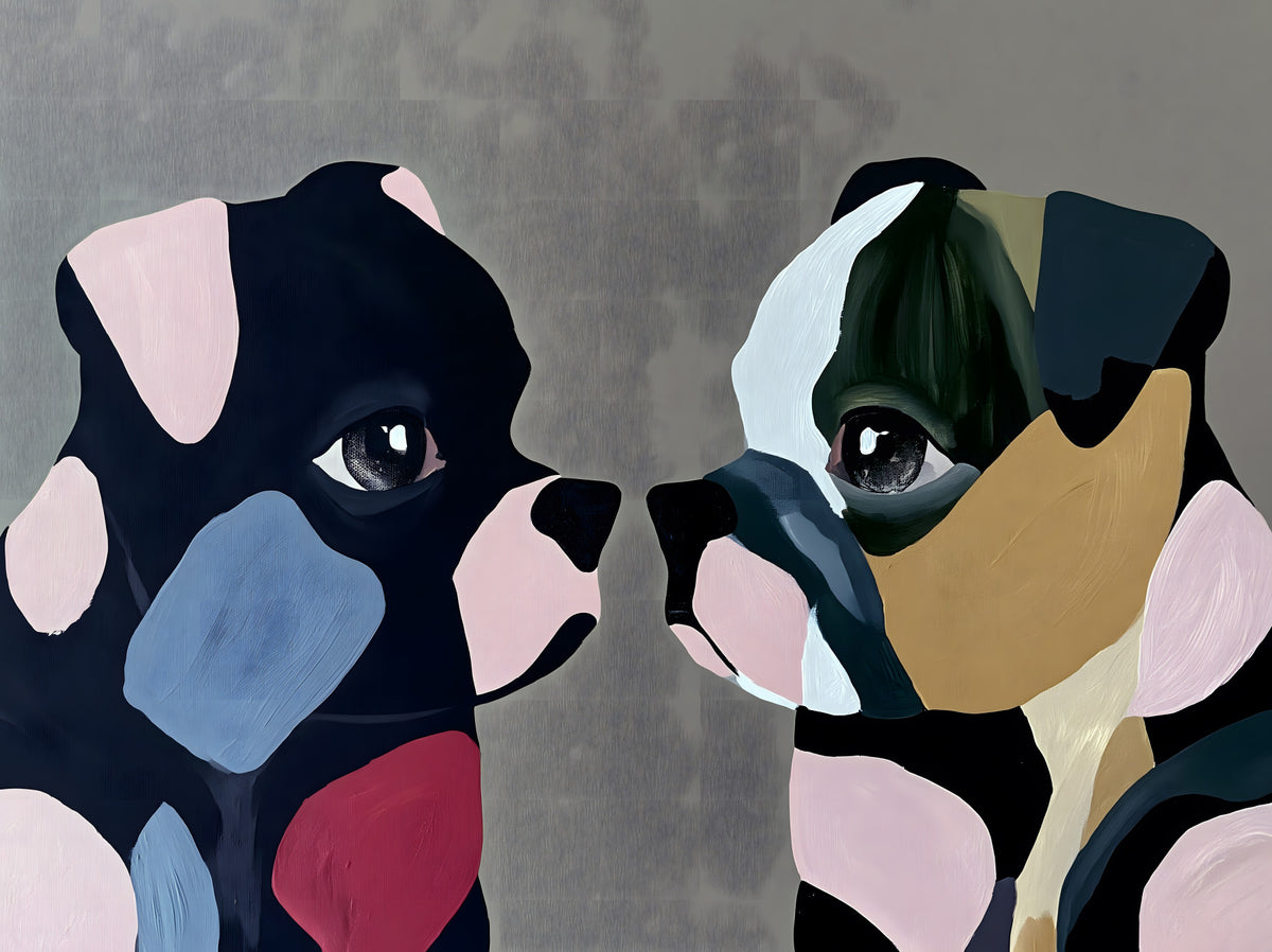 Abstract Dog Companions Wall Mural in your room — zoomed