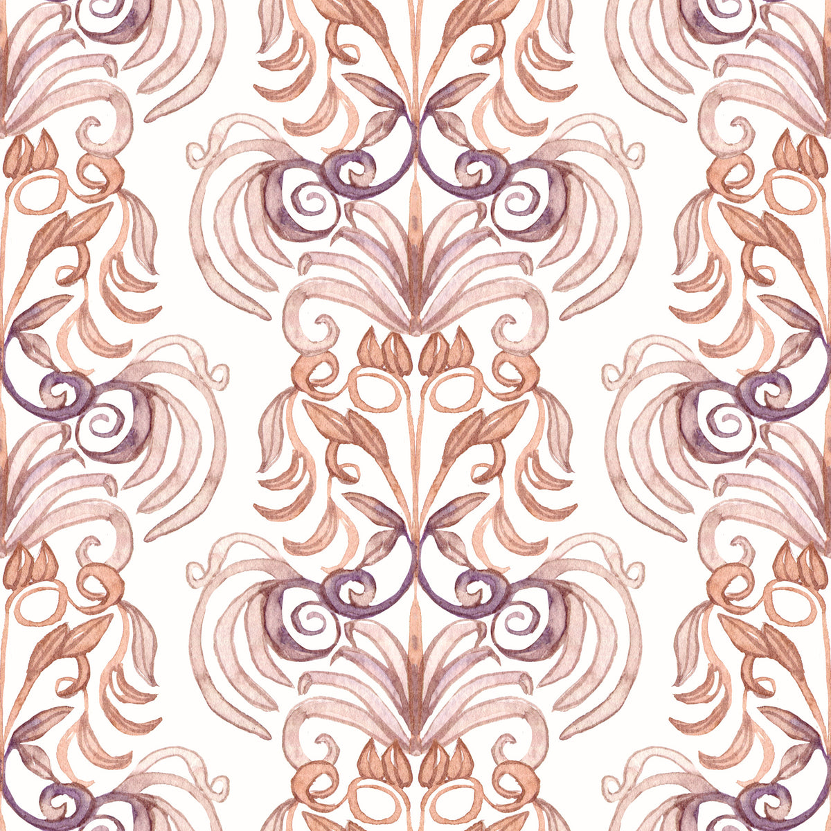 Soft Watercolor Damask Swirls Wallpaper⁠