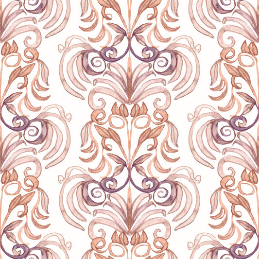 Soft Watercolor Damask Swirls Wallpaper⁠