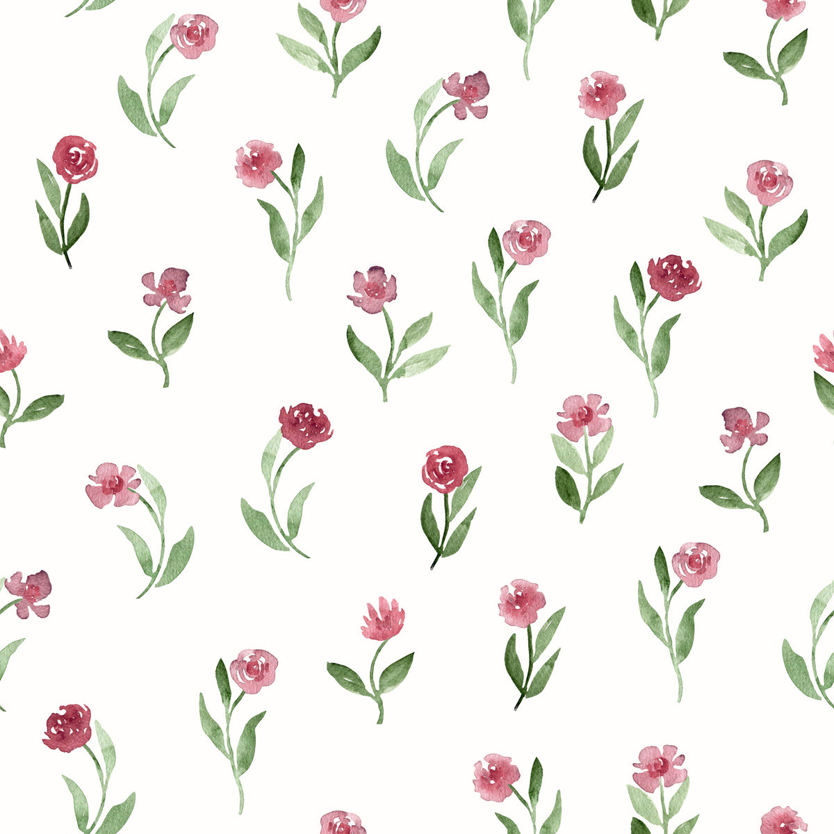 Minimalist Botanical Rose Sprigs Wallpaper⁠