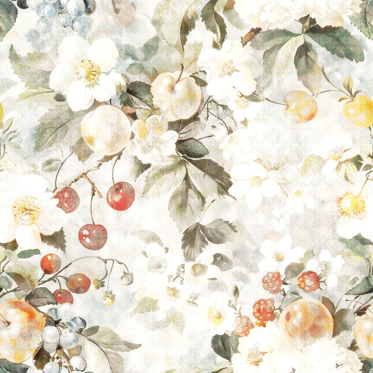 Rustic Orchard Botanical Harvest Wallpaper⁠ in your room — zoomed