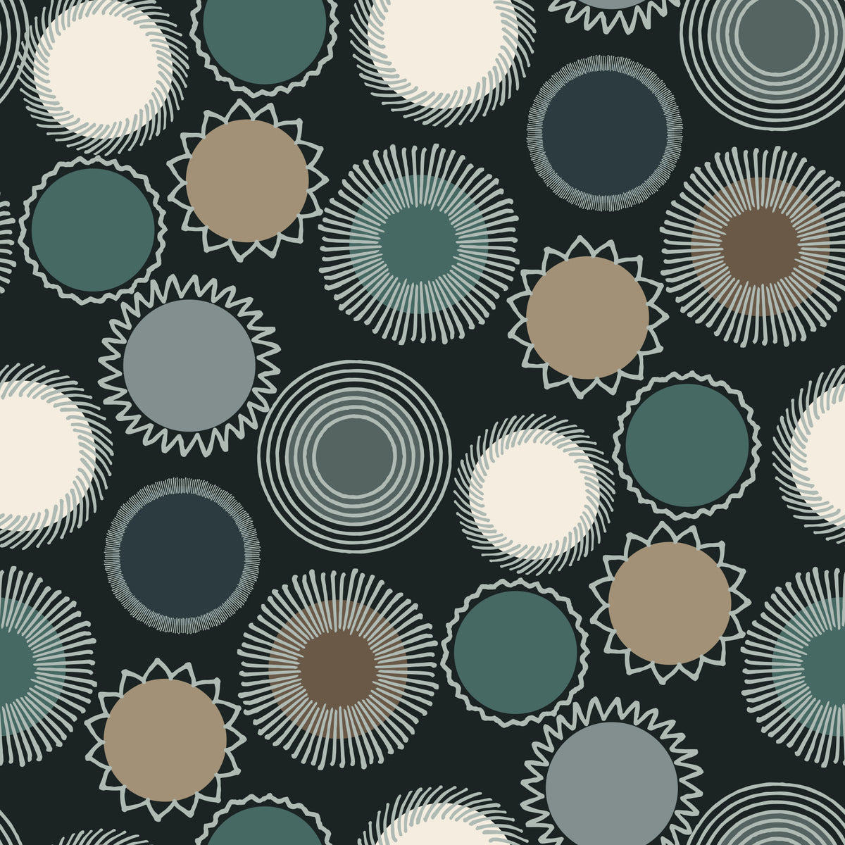 Graphic Sunburst Repeat Wallpaper⁠ in your room — zoomed