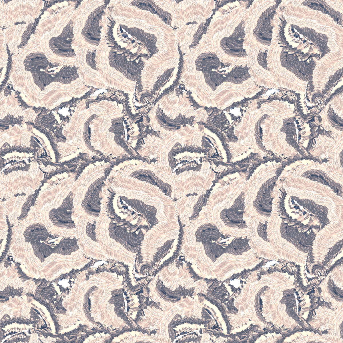 Layered Beige Abstract Waves Wallpaper⁠ in your room — zoomed