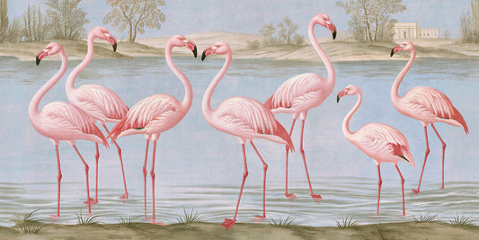 Flamingo Oasis Riverside Scene Wall Mural