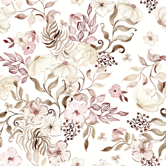 Blush and Ivory Watercolor Subtle Garden Wallpaper⁠