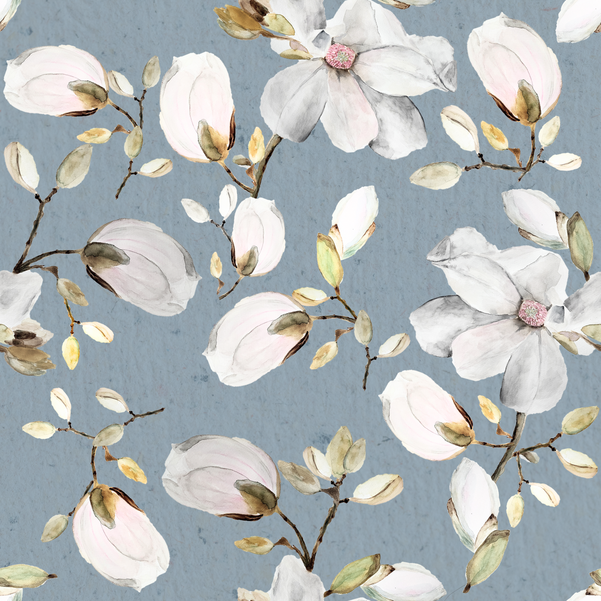 Magnolia Flowers Ocean Blue Wallpaper⁠ in your room — zoomed