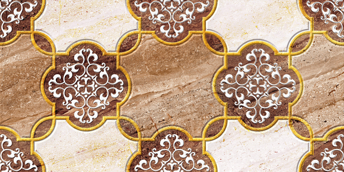 Luxury Beige Marble Ornamental Gold Wallpaper Wall Mural