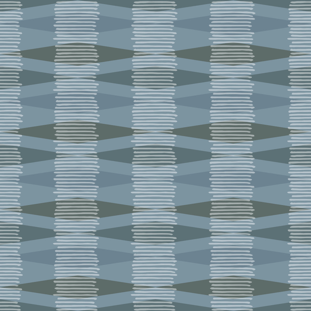 Coastal Blue Geometric Stripe Wallpaper⁠ in your room — zoomed