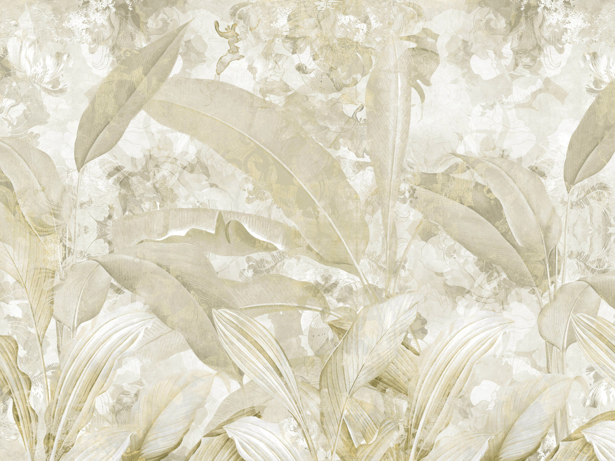Neutral Beige Tropical Wallpaper Mural Wall Mural