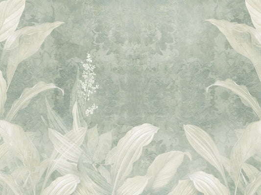 Misty Sage Botanical Leaves Wall Mural Wall Mural