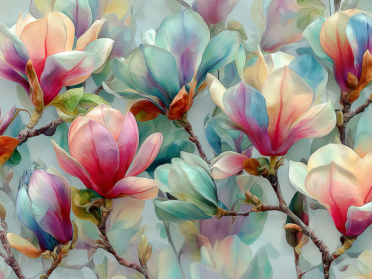 Springtime Magnolia Botanical Wall Mural