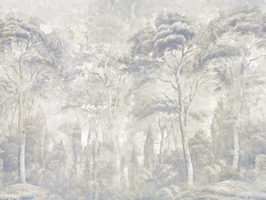 Warm Sand Grey Misty Forest Landscape Wall Mural Wall Mural