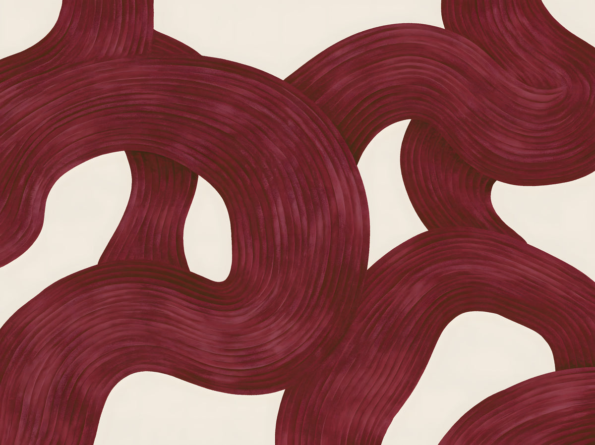 Deep Burgundy Intertwined Arches Wall Mural in your room — zoomed