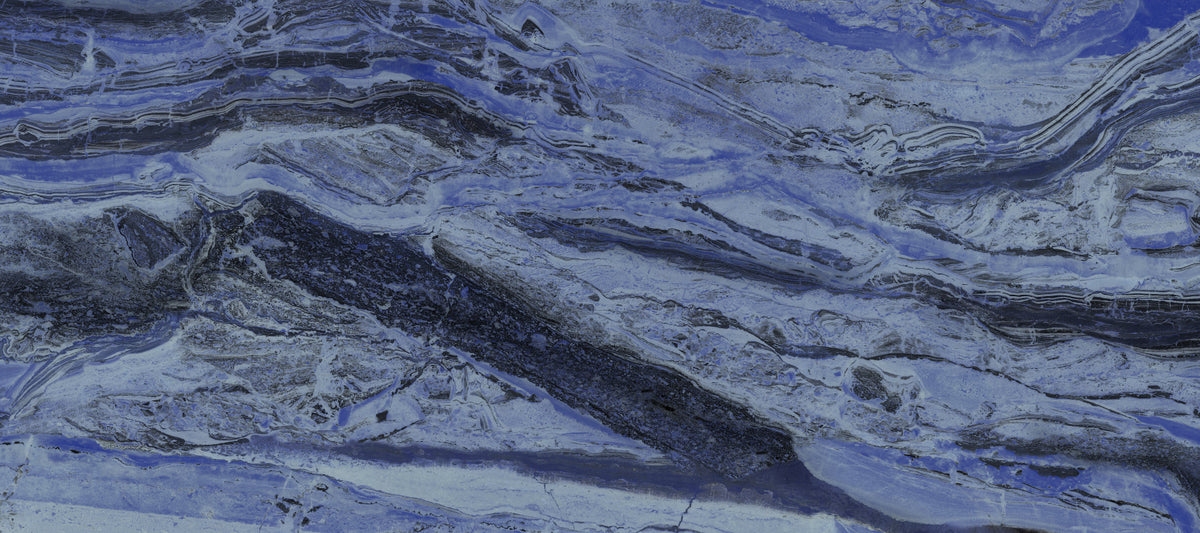 Deep Azure Marble Flow Wall Mural in your room — zoomed