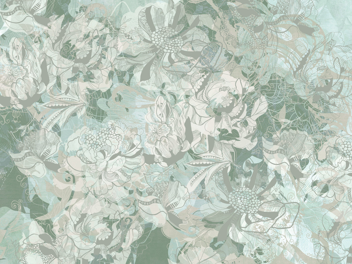 Rich Sage Olive Botanical Floral Wall Mural Wall Mural