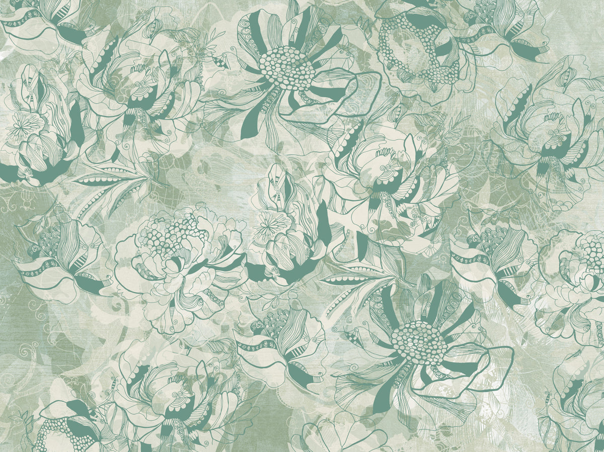 Eucalyptus Mint Botanical Floral Wall Mural Wall Mural in your room — zoomed