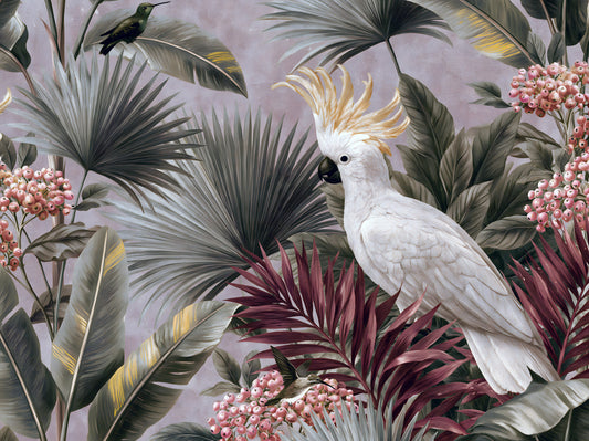 Cockatoo and Tropical Flora Wall Mural