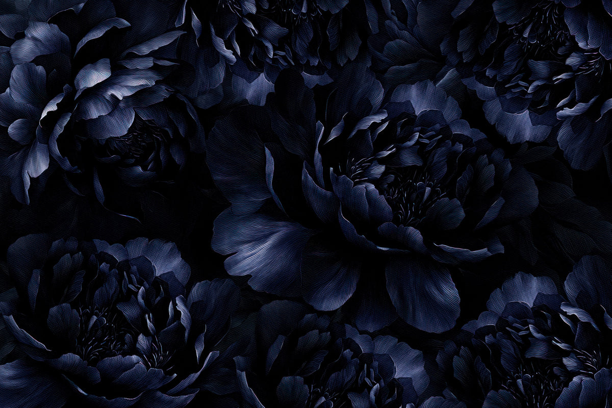Midnight Peony Bloom Wall Mural