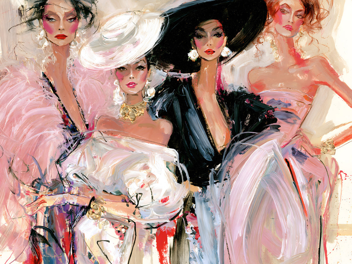 High Fashion Painted Portraits Wall Mural in your room — zoomed