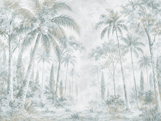 Misty Blue Jungle Path Wall Mural Wall Mural