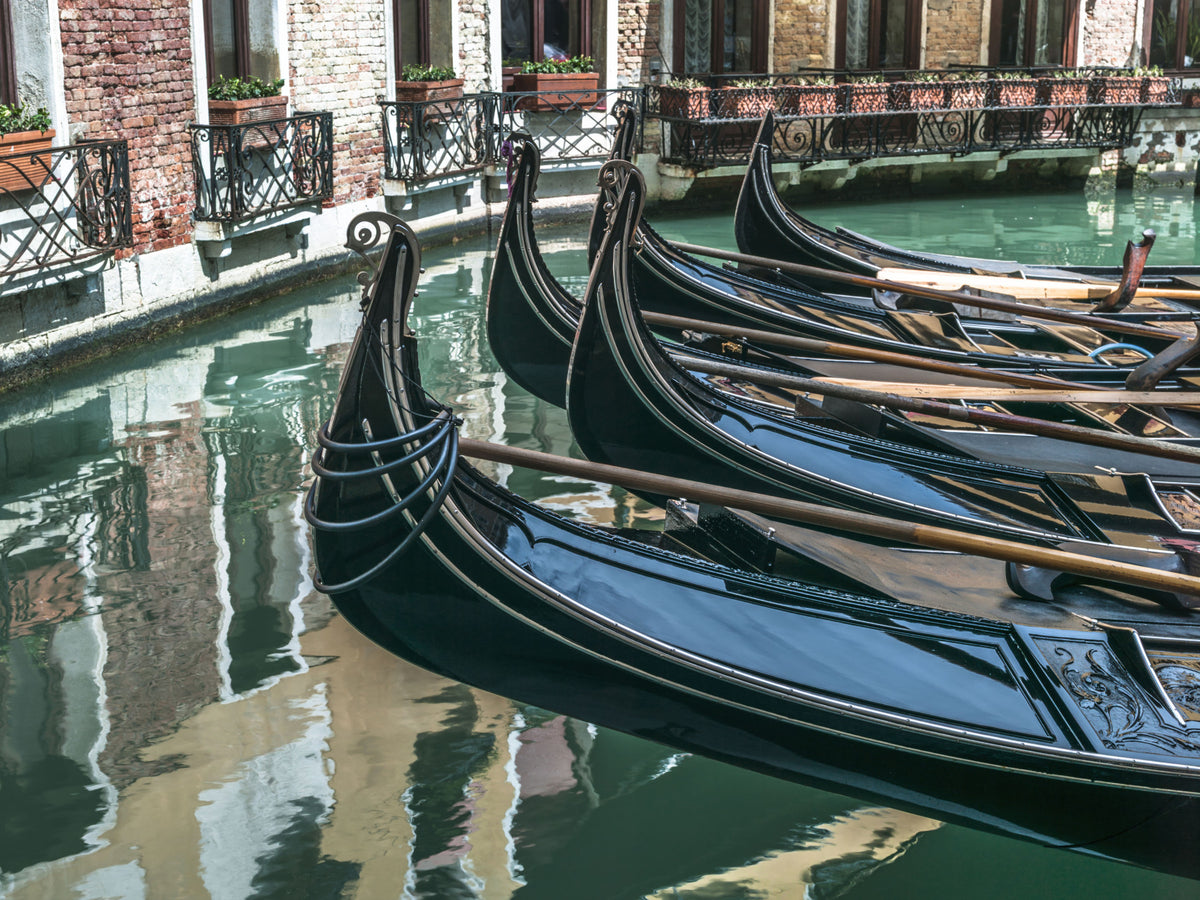 Reflective Canal Waters and Gondolas Wall Mural in your room — zoomed
